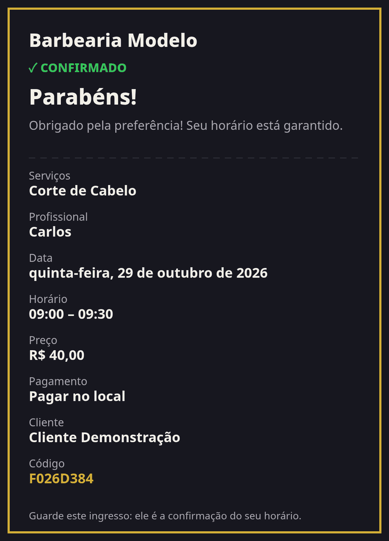 Ingresso de confirmação do Dominada Barber